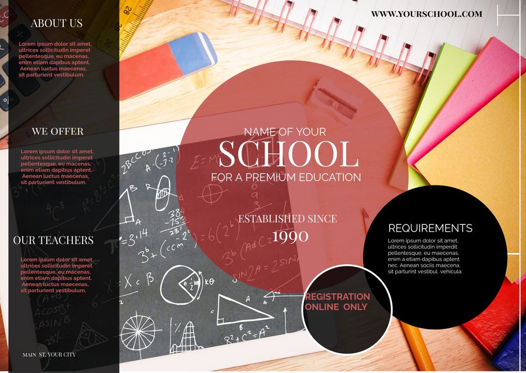 School Advertisement Template with Mathematical Elements and School Supplies - Download Free Stock Templates Pikwizard.com