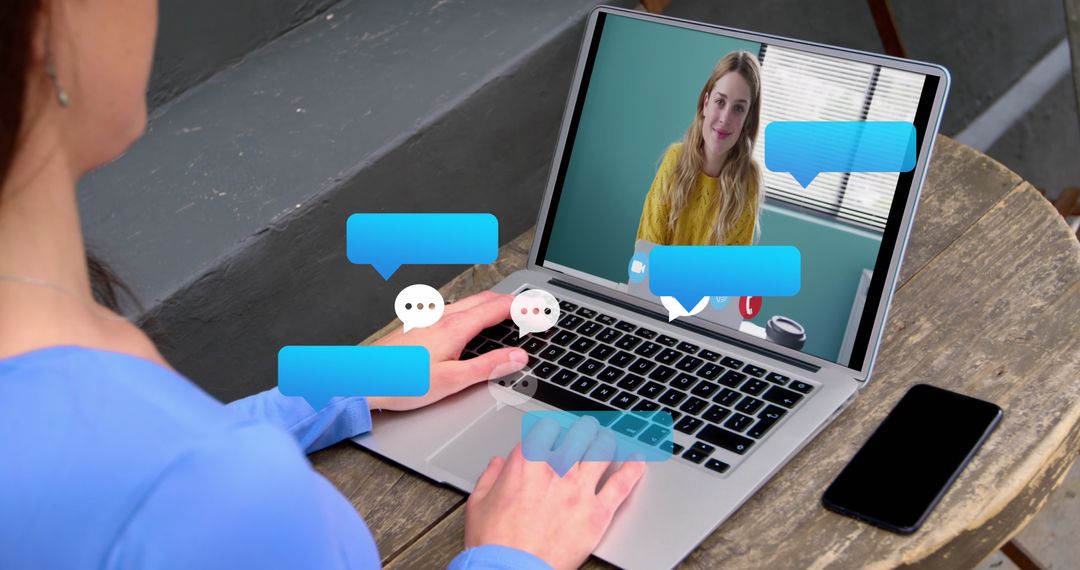 Digital Communication via Laptop with Messenger Bubbles