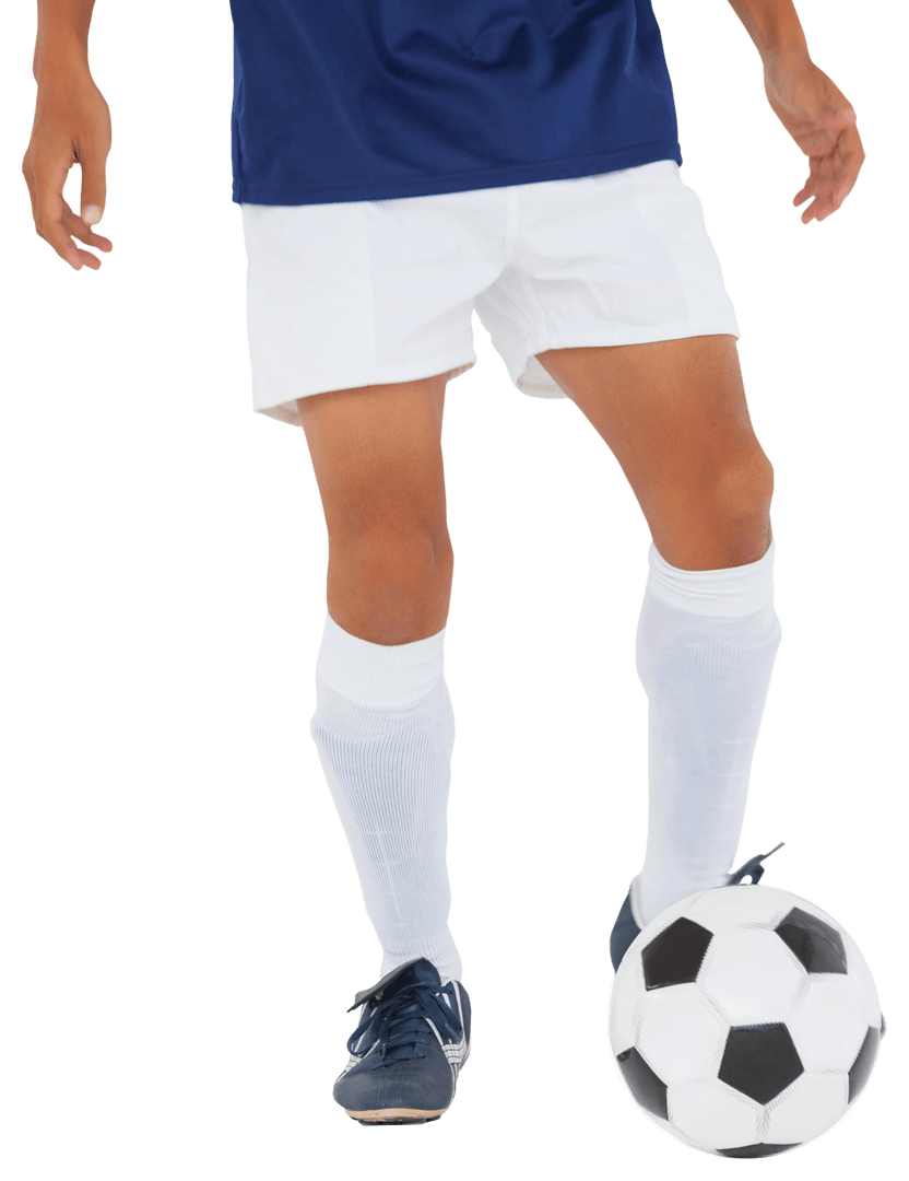 Transparent Soccer Player Kicking Ball in Classic Uniform Action Pose