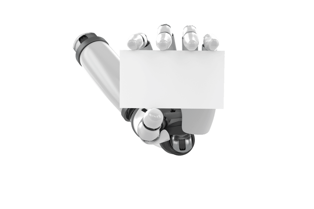 Robotic Arm Holding Blank Business Card Transparent Background