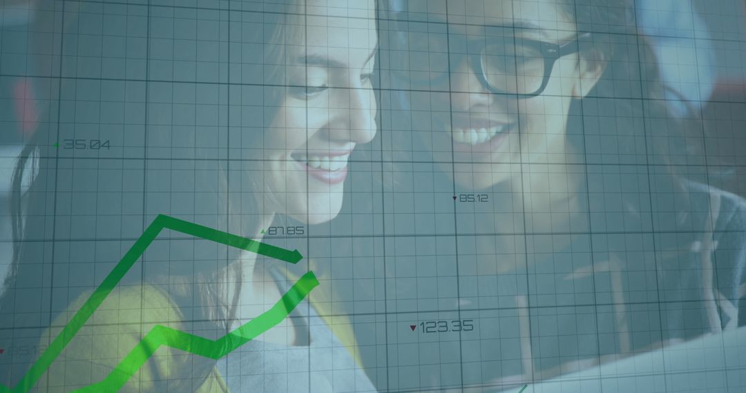 Diverse Team Analyzing Financial Growth Data and Trends