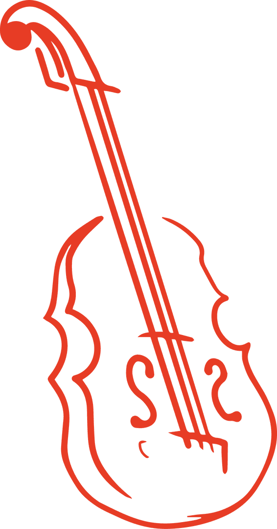 Red Cello Line Drawing on Transparent Background for Music Designs