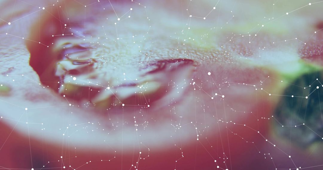 Abstract Ripple with Digital Connectivity Pattern in Pink-Green