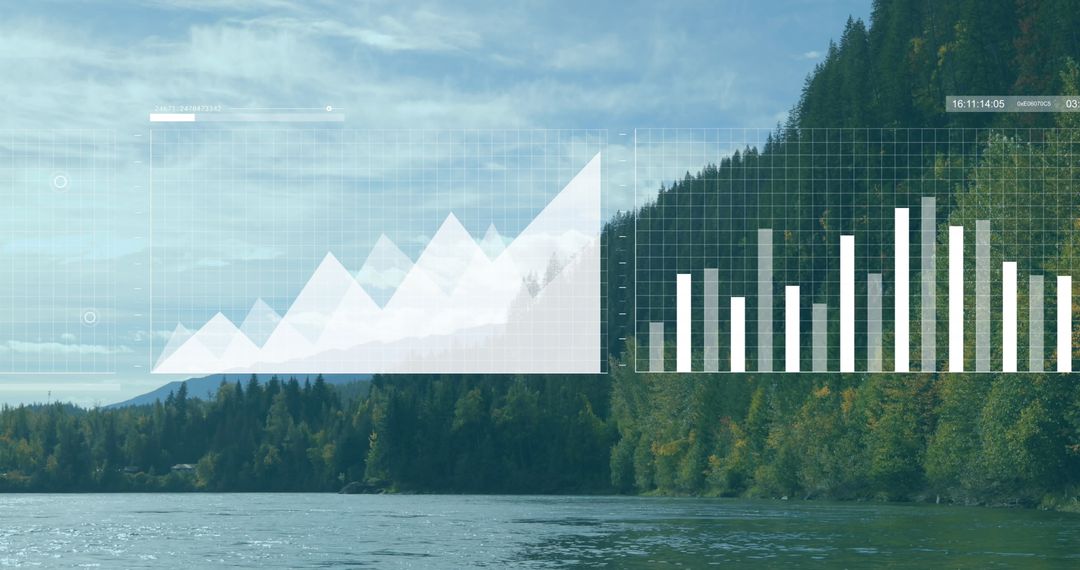 Data Analytics Interface Over Scenic Natural Landscape