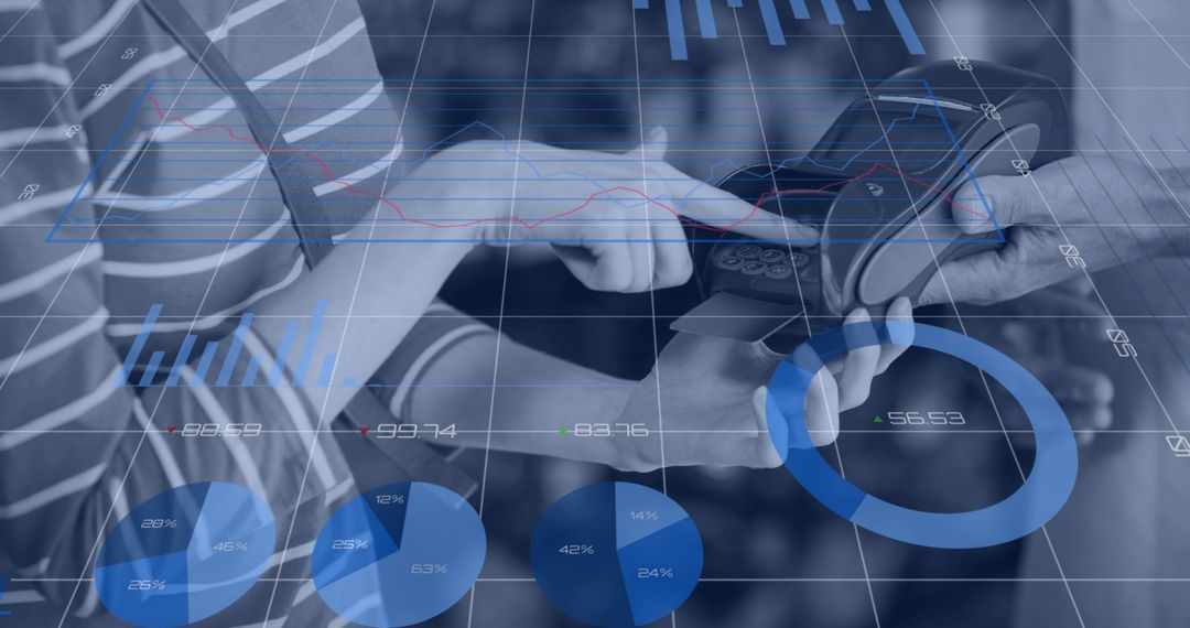 Digital Payment Transaction Concept with Data Charts Overlay - Free Images, Stock Photos and Pictures on Pikwizard.com