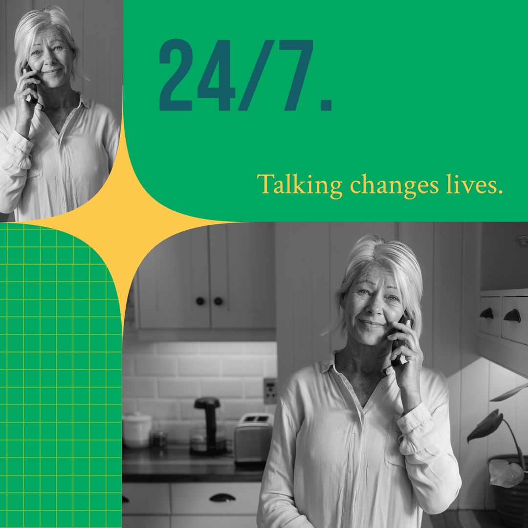 Senior Woman Smiling While on Phone Call in Cozy Home