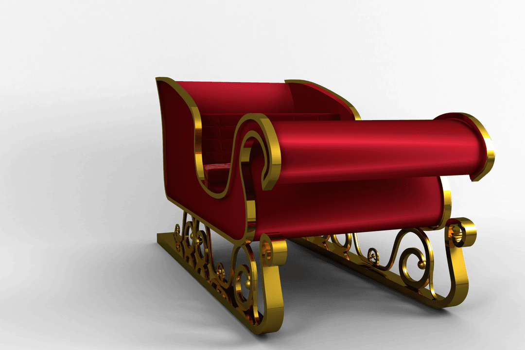 Santa's Luxurious Red Sleigh on Transparent Background