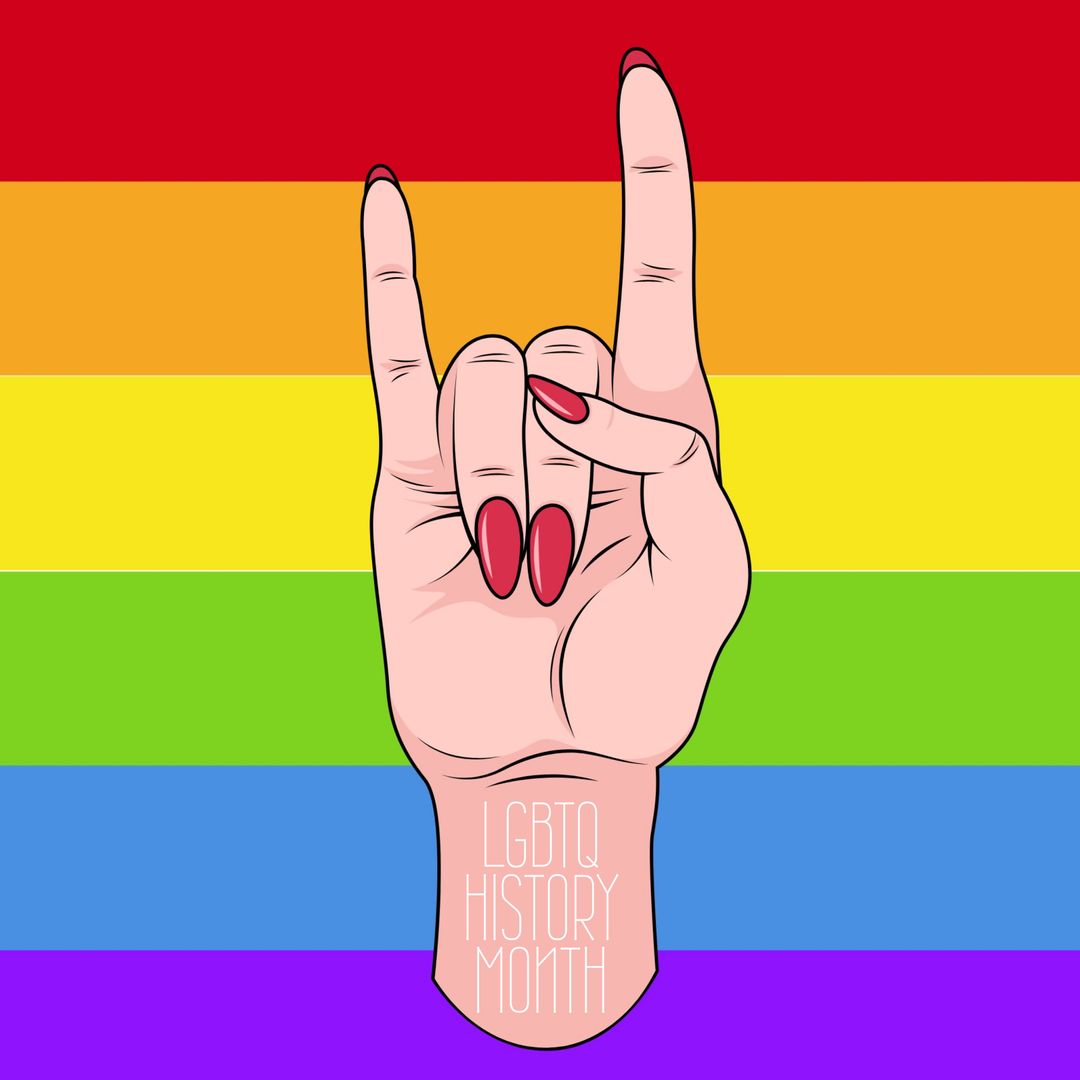 Hand Love Sign with LGBTQ Pride Flag Embracing Diversity