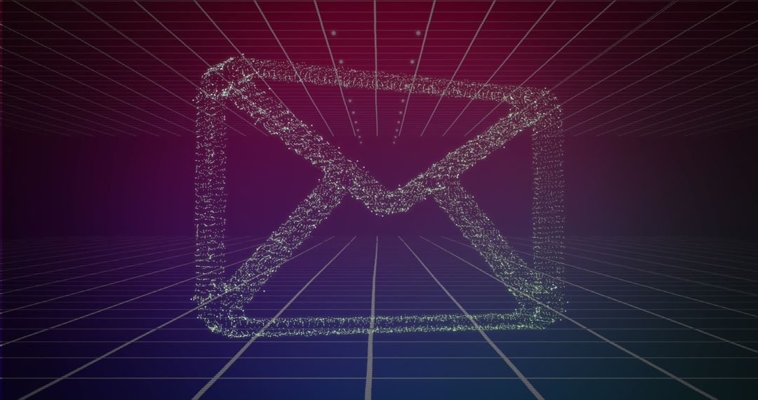 Glowing Message Icon Over Futuristic Digital Grid Network