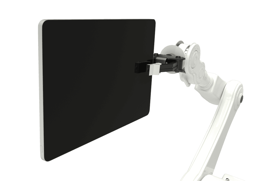 Advanced Robotic Arm Holding Transparent Digital Tablet