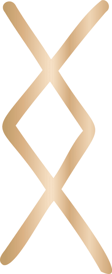 Gold Geometric Crossed Symbol on Transparent Background