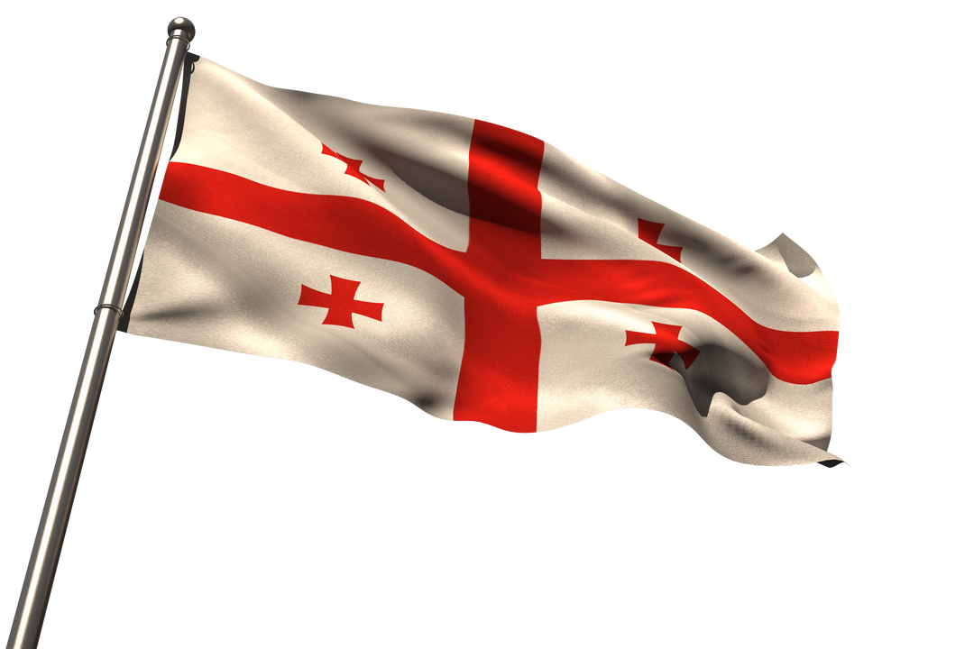 Low Angle View of Georgian Transparent Flag Waving in Clear Sky - Download Free Stock Images Pikwizard.com