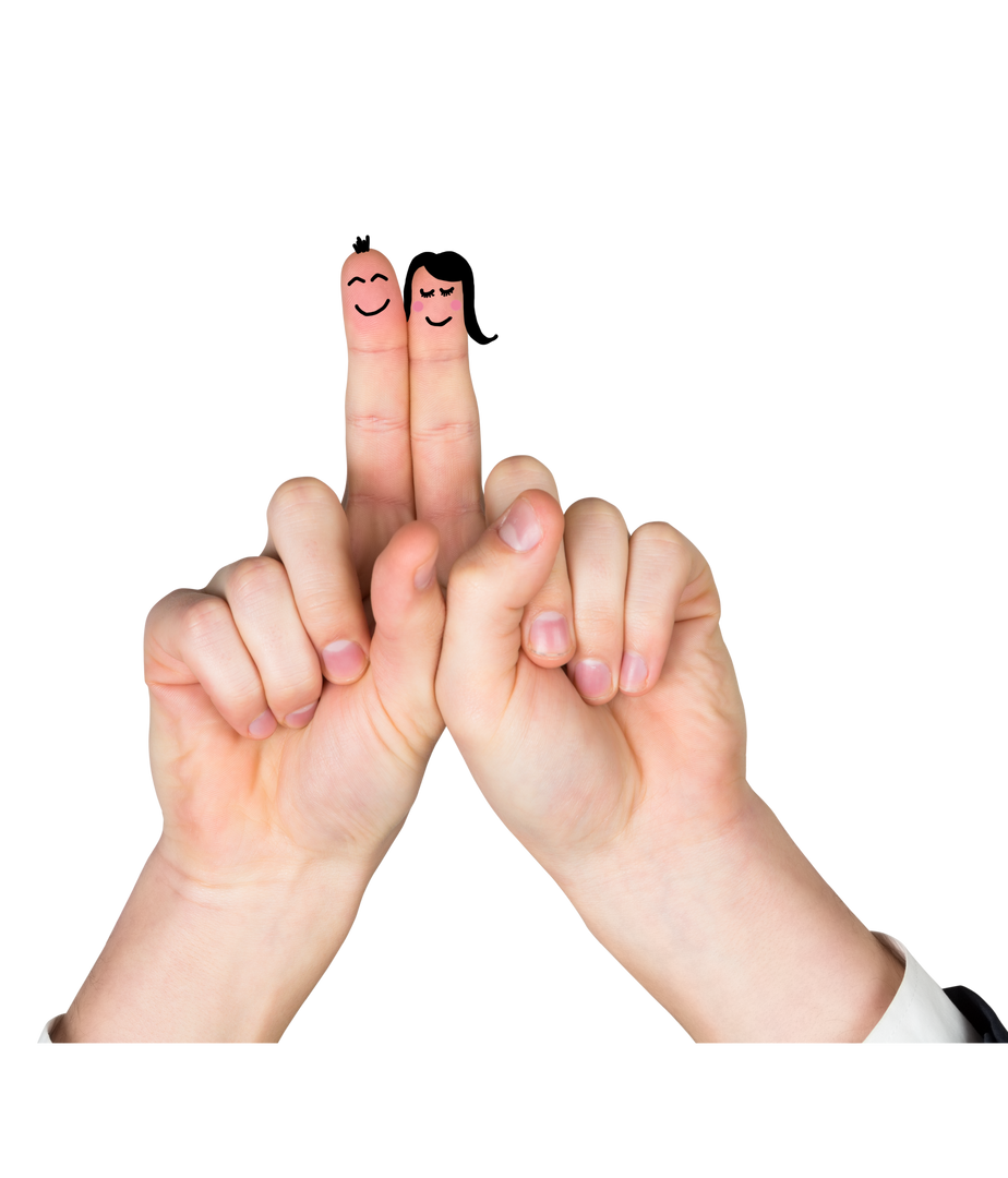 Hands with Smiley Finger Puppets Couple on Transparent Background - Download Free Stock Images Pikwizard.com