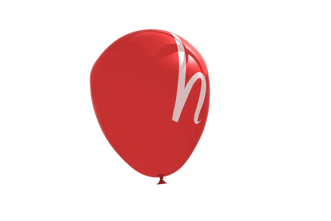 Red Balloon with White Shape on Transparent Background