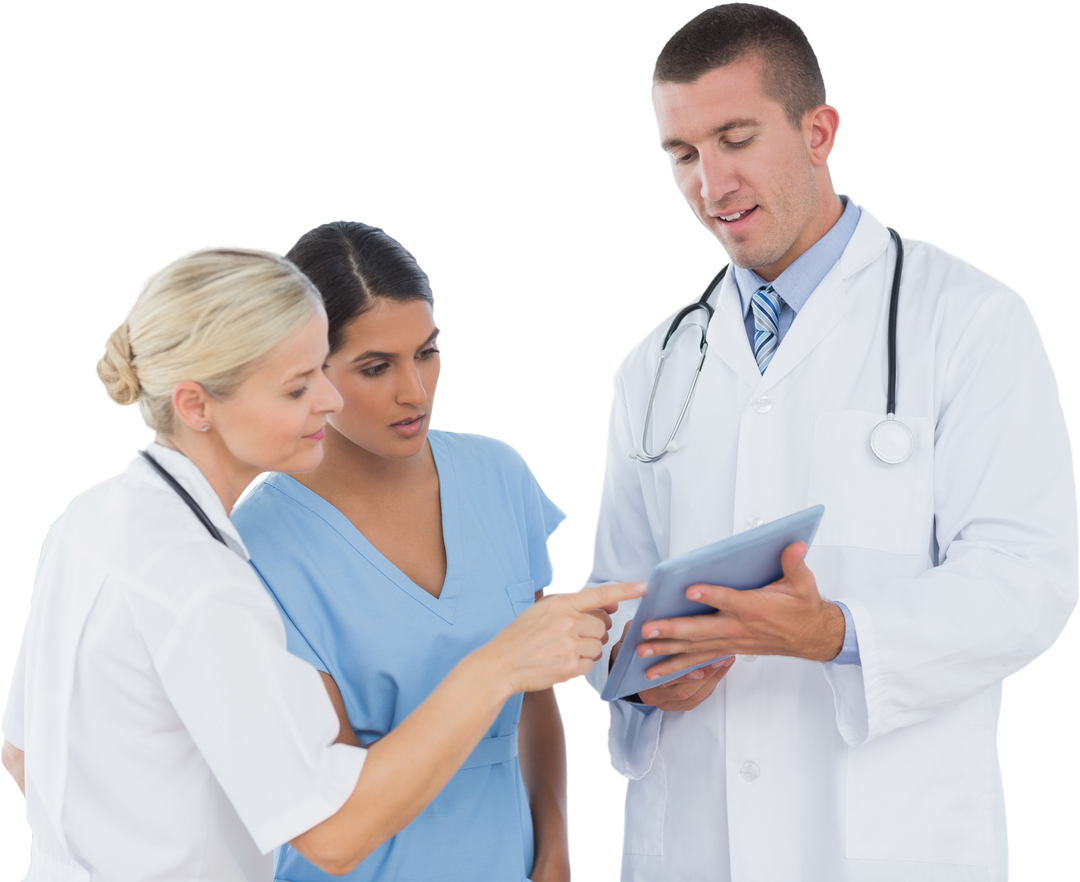 Transparent Image of Diverse Doctors Using Technology Together - Download Free Stock Images Pikwizard.com