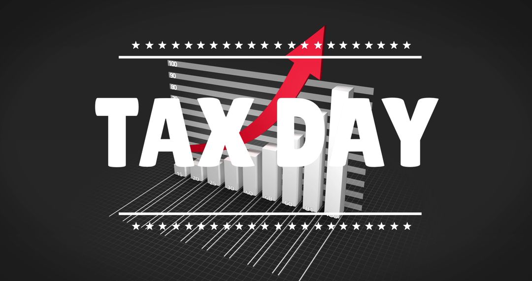 3D Bar Graph Showing Growth with Headline 'Tax Day' Concept