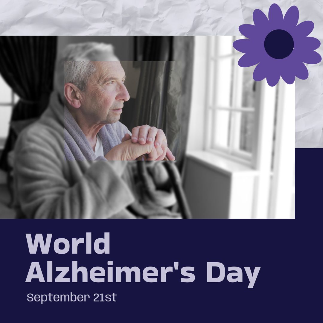 World Alzheimer's Day Reflection of Senior Man