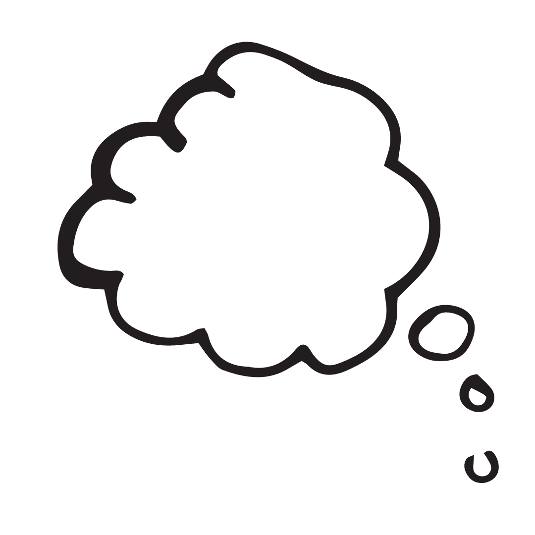 Black Outline Speech Bubble on Transparent Background