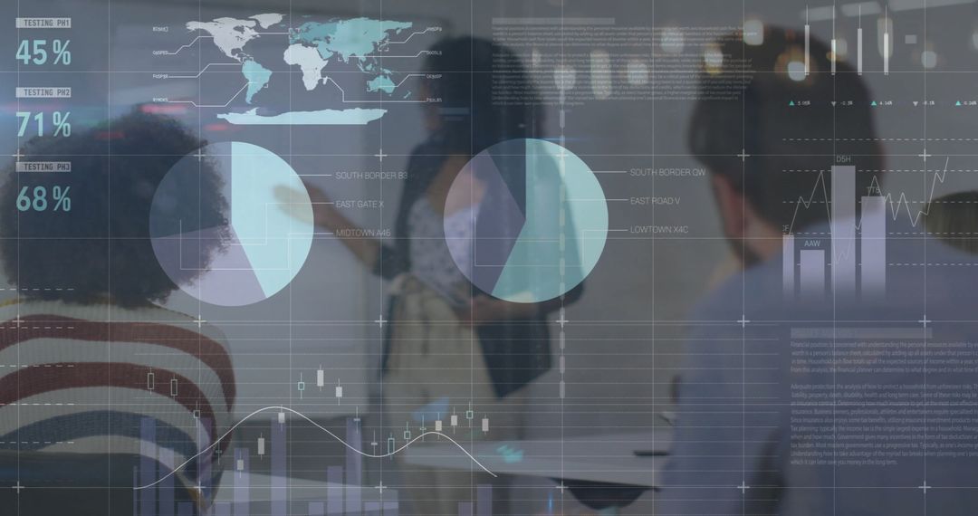 Business Colleagues Analyzing Digital Data and Graph Interfaces