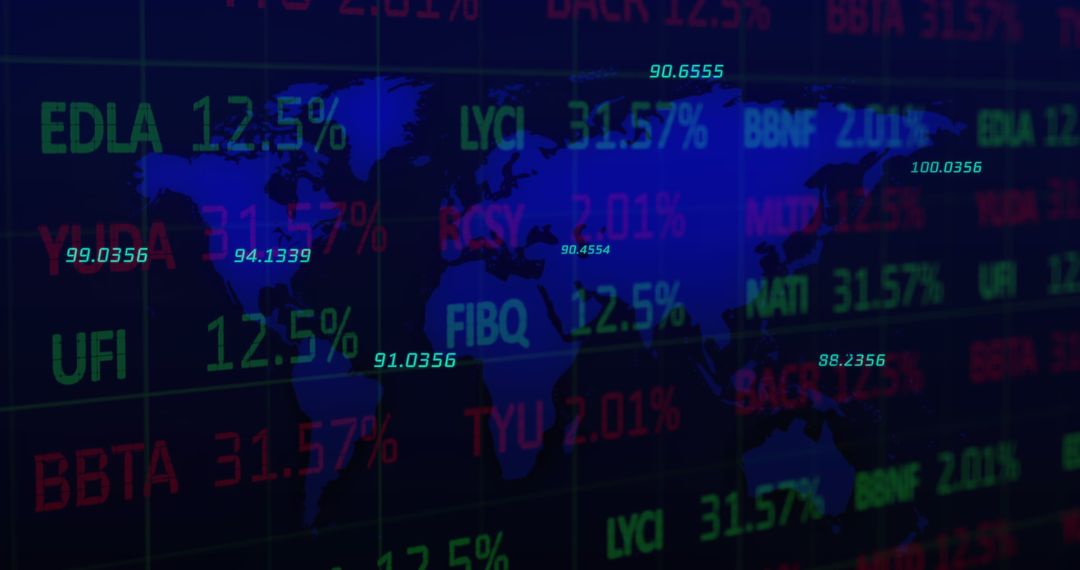 Global Financial Data Displayed Over World Map