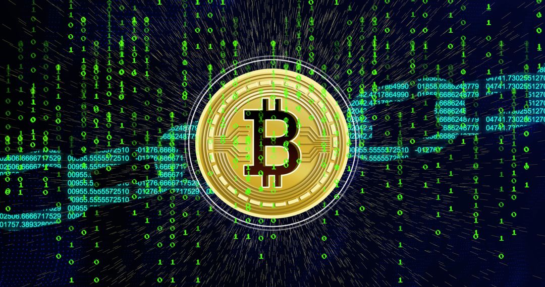 Digital Bitcoin with Blockchain Data Stream Background - Free Images, Stock Photos and Pictures on Pikwizard.com