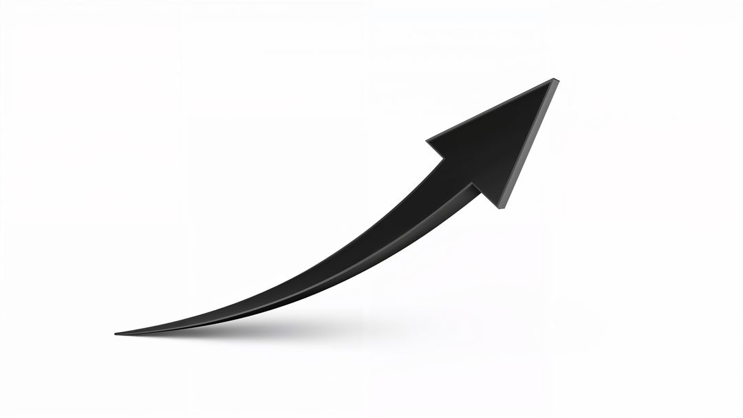 3d black curved arrow indicating growth and progress