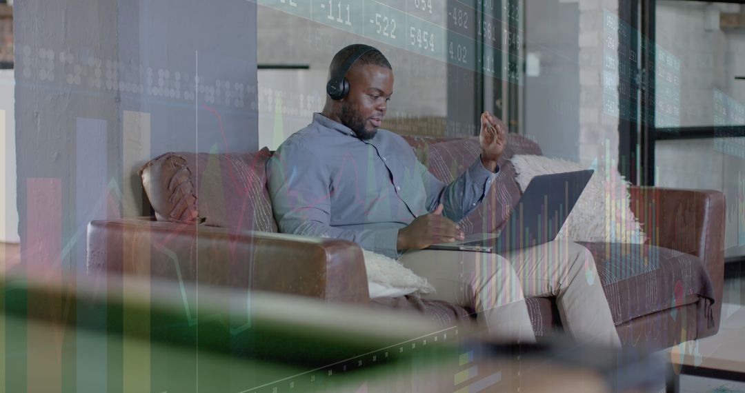 Businessman in Online Meeting, Analyzing Data Visualizations