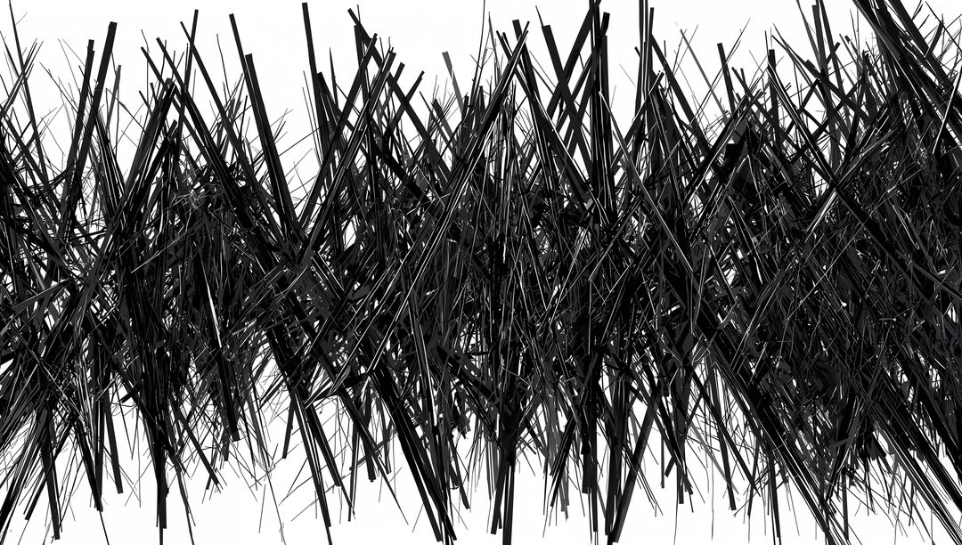 Tangled Black Strips Forming Horizontal Abstract Texture with High Contrast