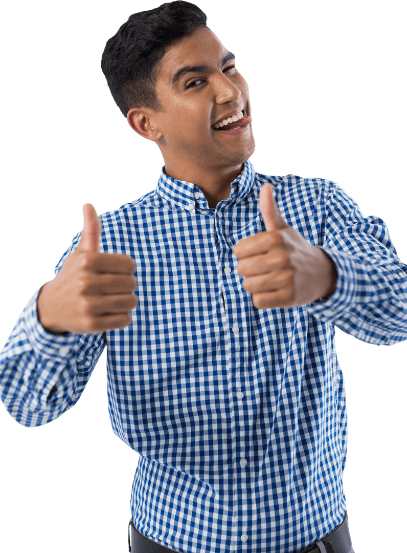 Happy Man Giving Thumbs Up in Transparent Background