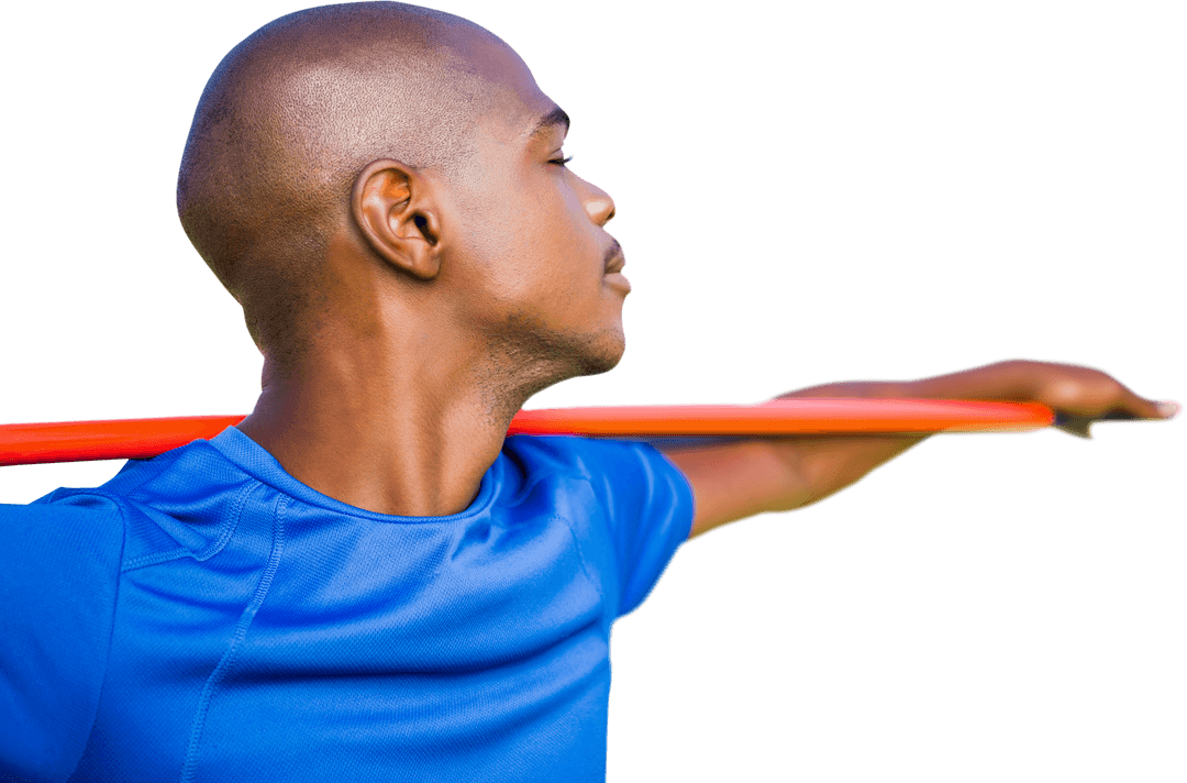 African American Male Javelin Thrower on Transparent Background