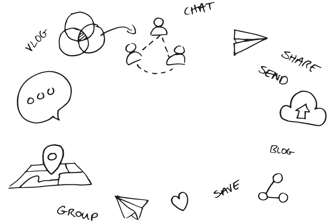 Minimalist Social Media Icons on Transparent Background