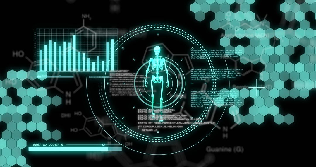 Futuristic Human Anatomy Analysis with Digital Interface