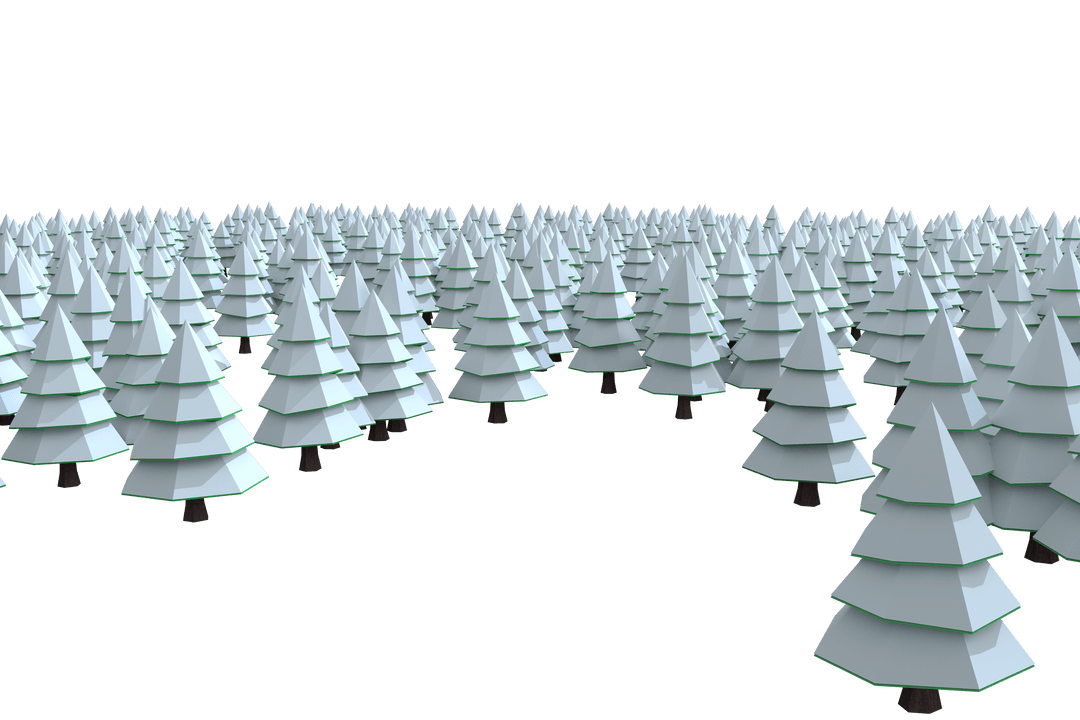 Snow-Covered Evergreen Trees on Transparent Background