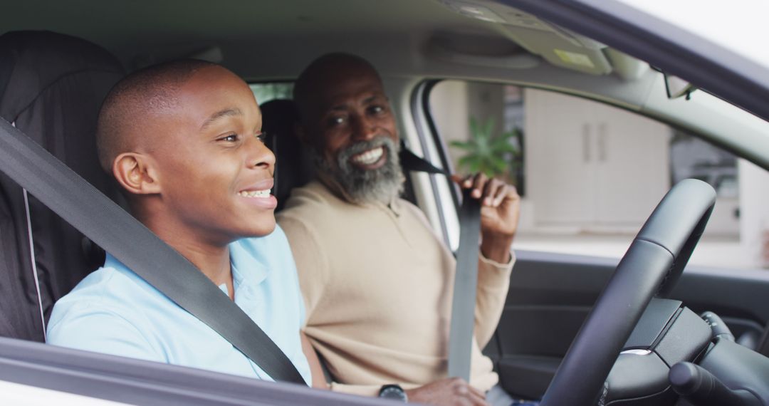 Father Teaching Teen Son to Drive in Car, Bonding Learning Experience - Free Images, Stock Photos and Pictures on Pikwizard.com