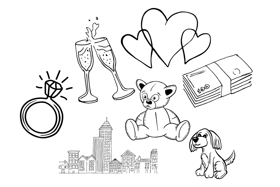 Transparent Love Icons Collection on Isolated Background