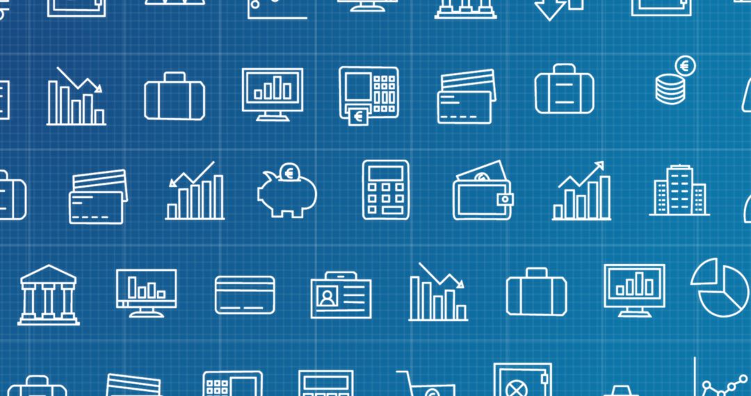 Seamless Pattern of Business and Finance Icons on Blue Background - Free Images, Stock Photos and Pictures on Pikwizard.com