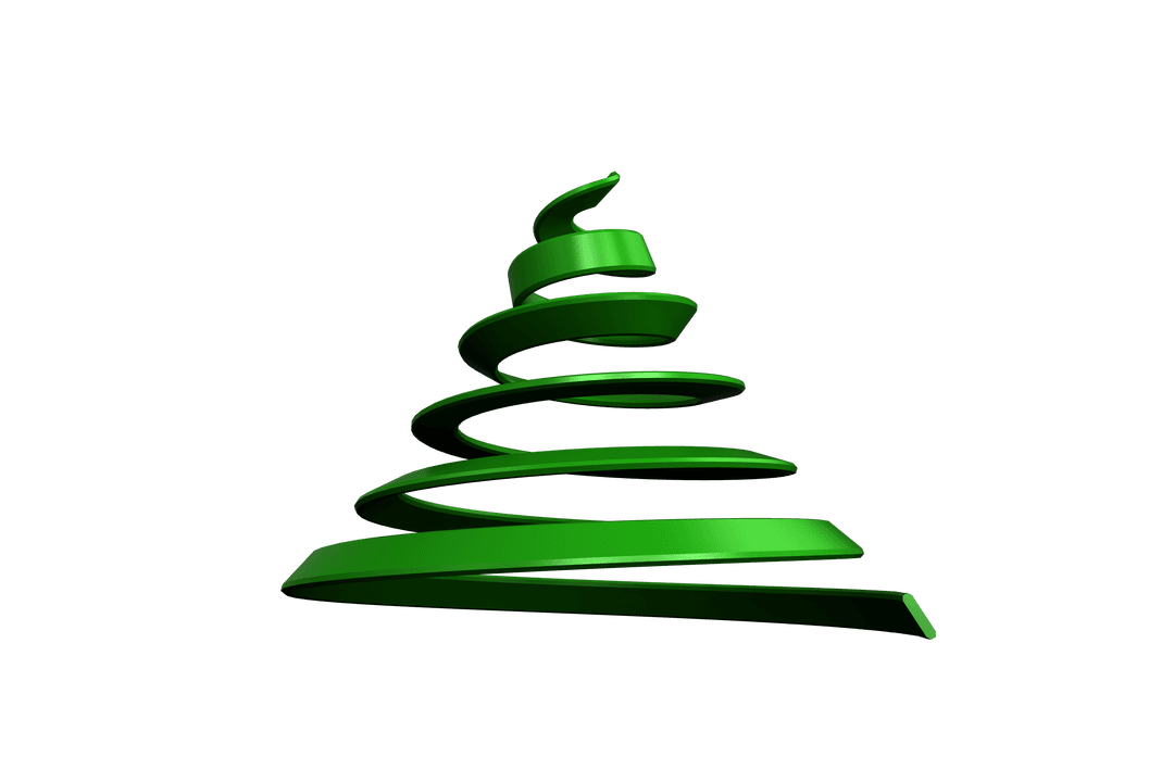 Green Spiral Spiral Ribbon Design on Transparent Background