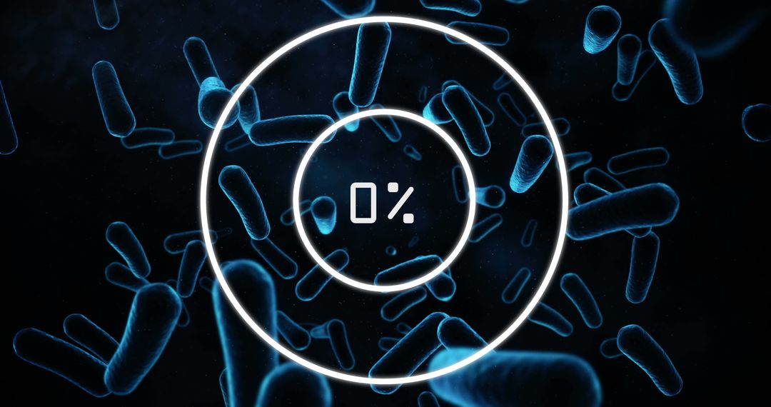 Zero Percent in Circles with Microscopic Bacteria Background
