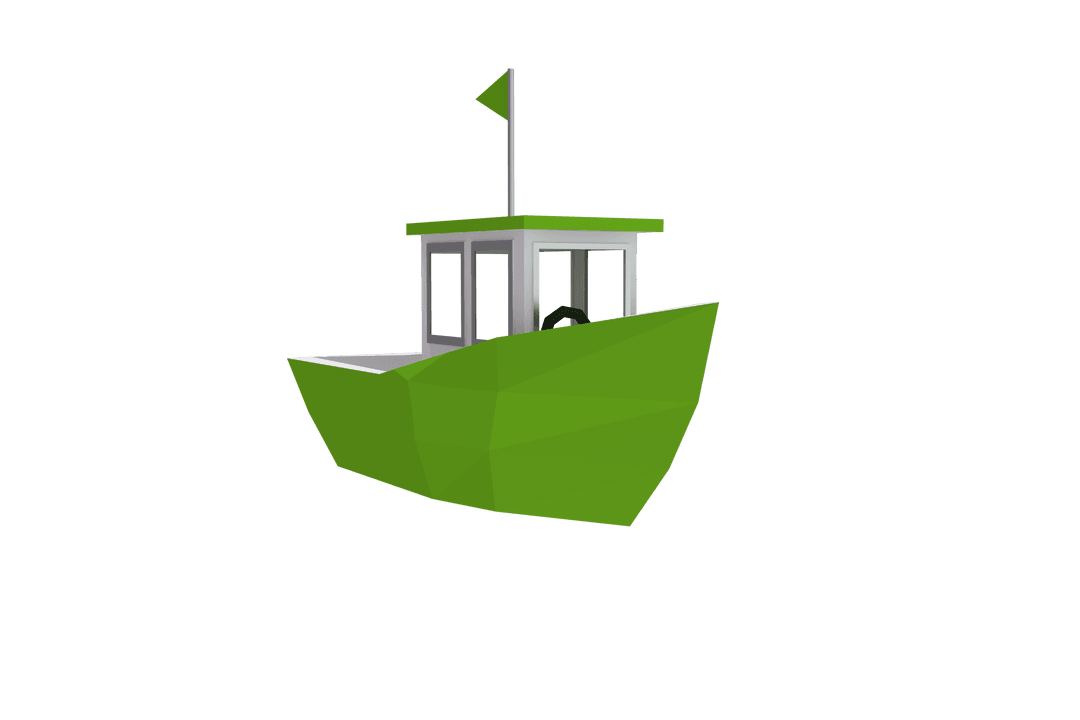 Transparent Modern 3D Green Boat Illustration