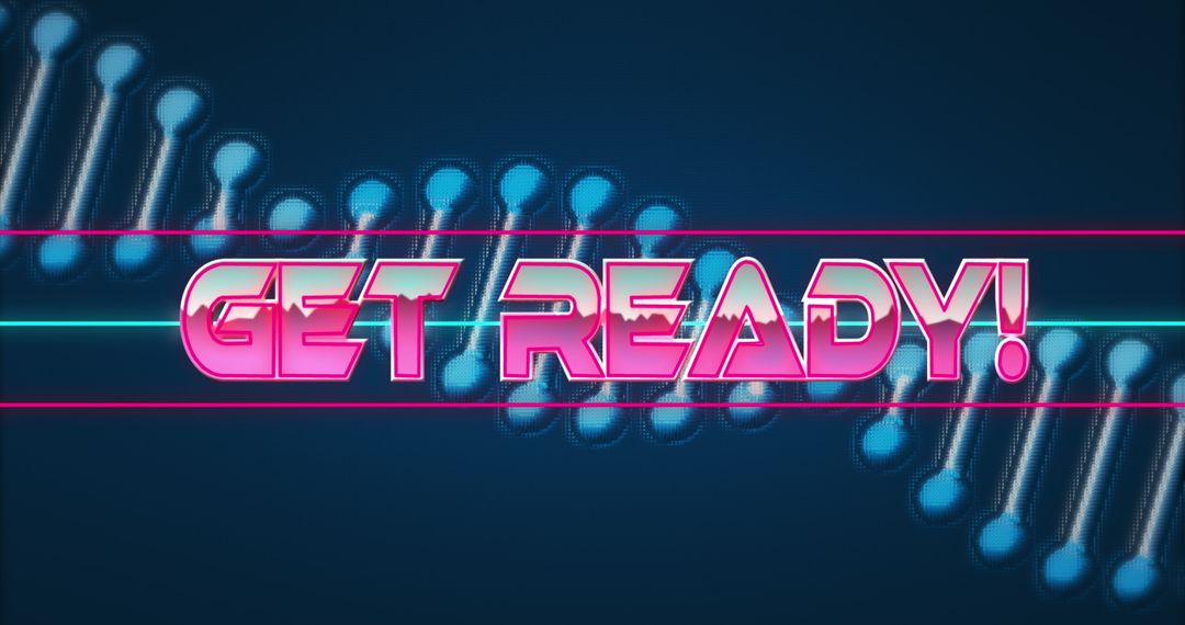 Get Ready Neon Text on Spinning DNA Background
