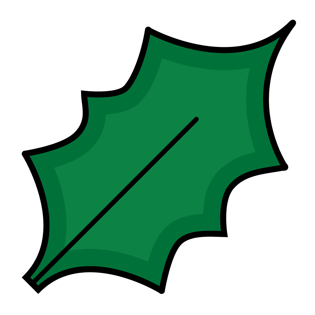 Stylized Green Lobed Leaf on Transparent Background