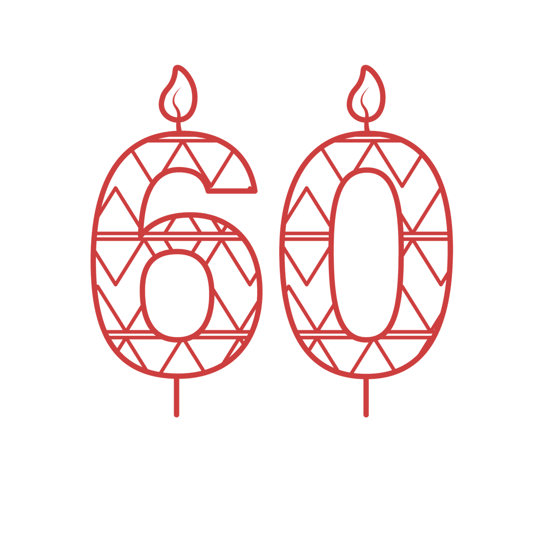 Transparent Birthday Party 60 Candle Number with Pattern