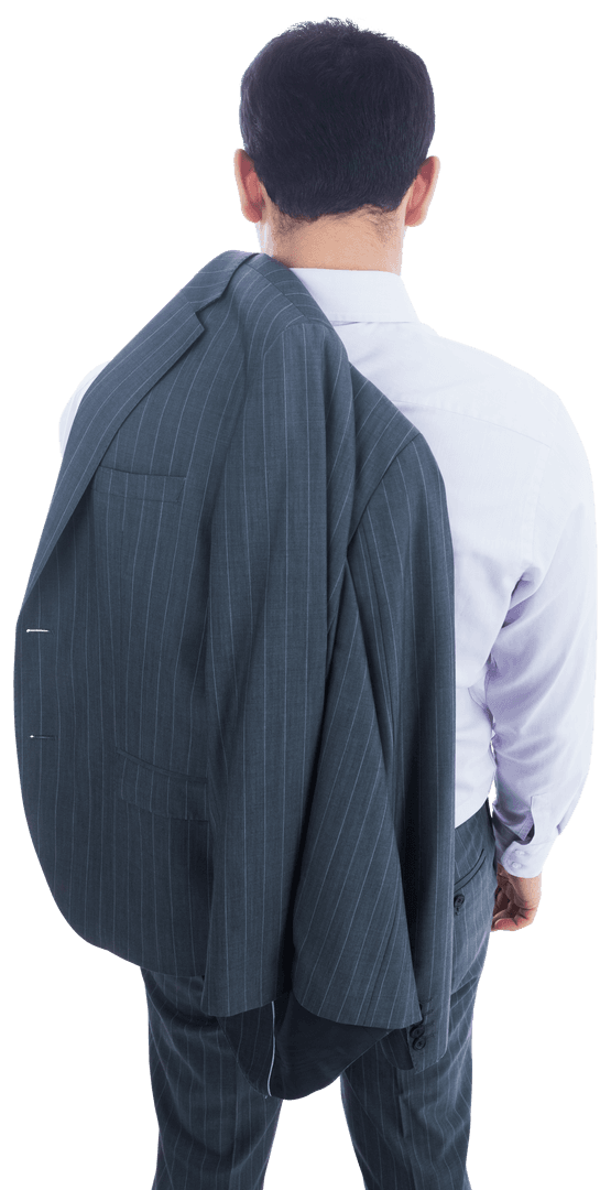 Asian Businessman with Jacket Slung Over Shoulder Transparent Background