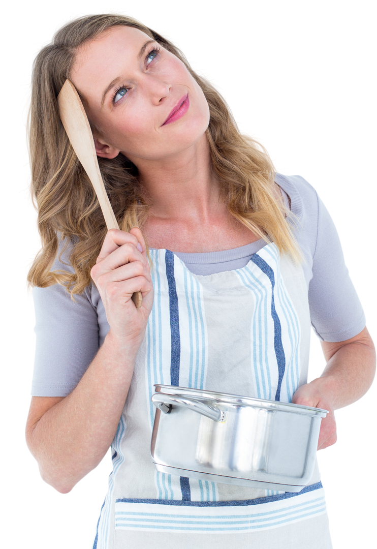 Thoughtful Woman Holding Saucepan with Transparent Background - Download Free Stock Images Pikwizard.com