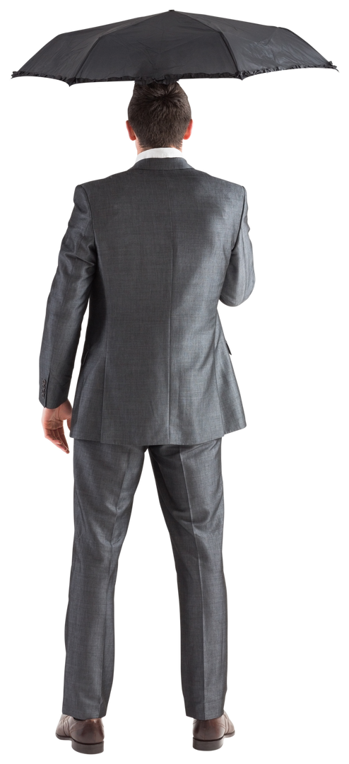 Rear View of Businessman Holding a Transparent Umbrella in Suit - Download Free Stock Images Pikwizard.com