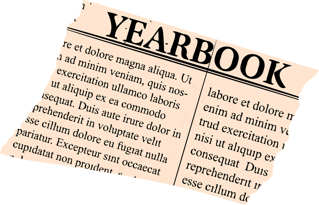 Torn Yearbook Page Fragment with Transparent Background