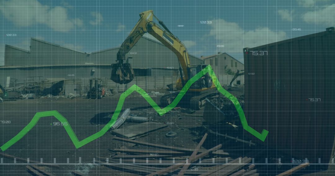 Construction Site with Overlaid Financial Graph