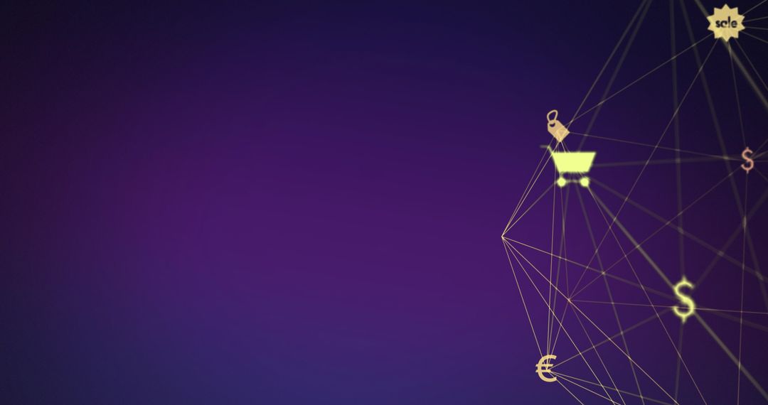 Digital Icons and Graphs on Purple Background