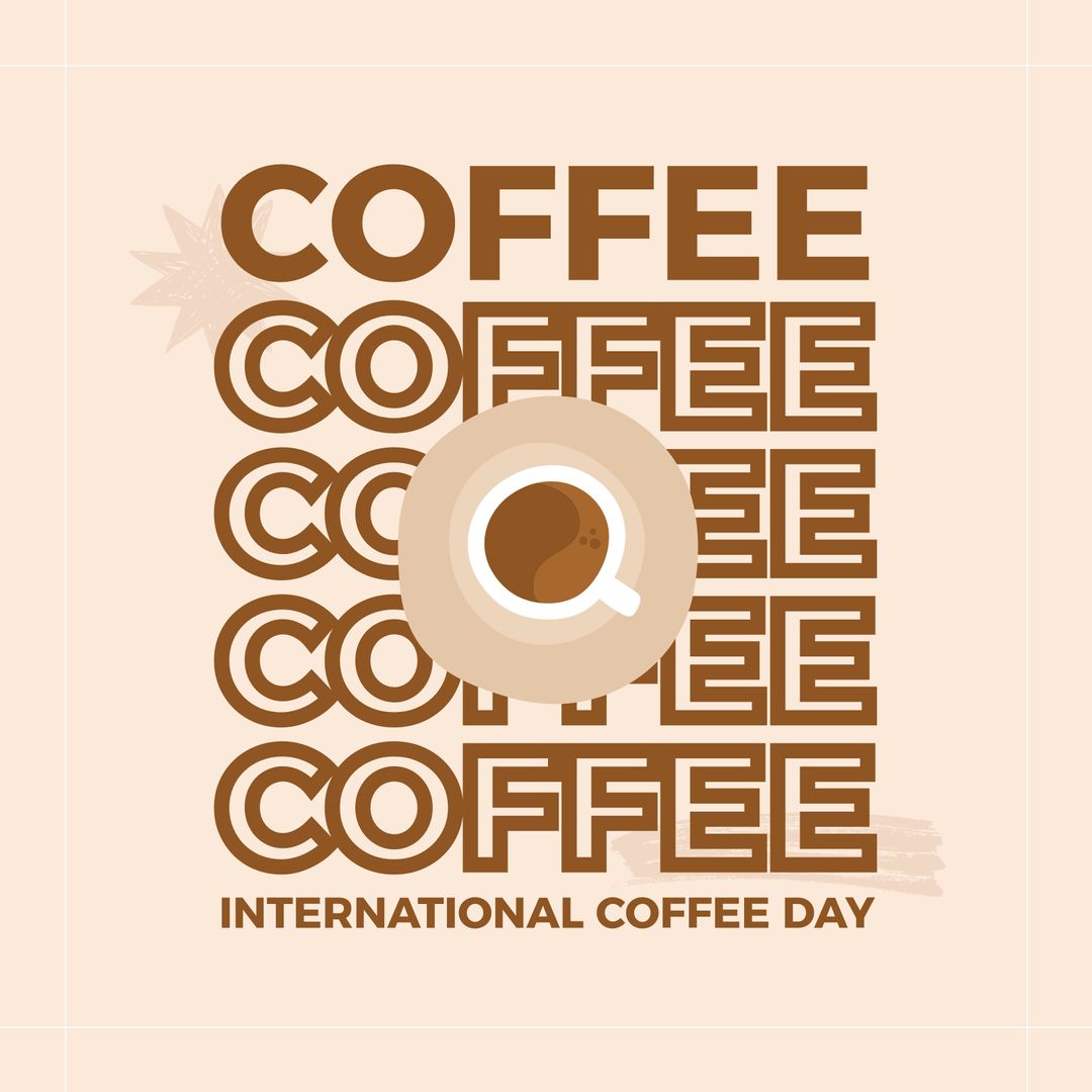 International Coffee Day Celebration Graphic with Overhead Coffee Cup - Download Free Stock Templates Pikwizard.com