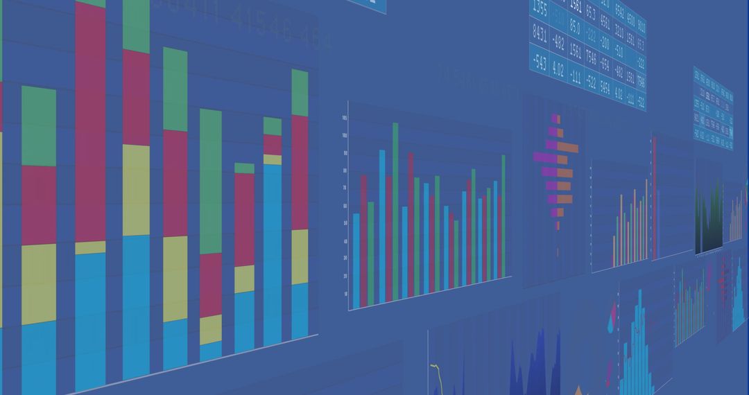 Digital Financial Data Chart Visualization in Blue Tones